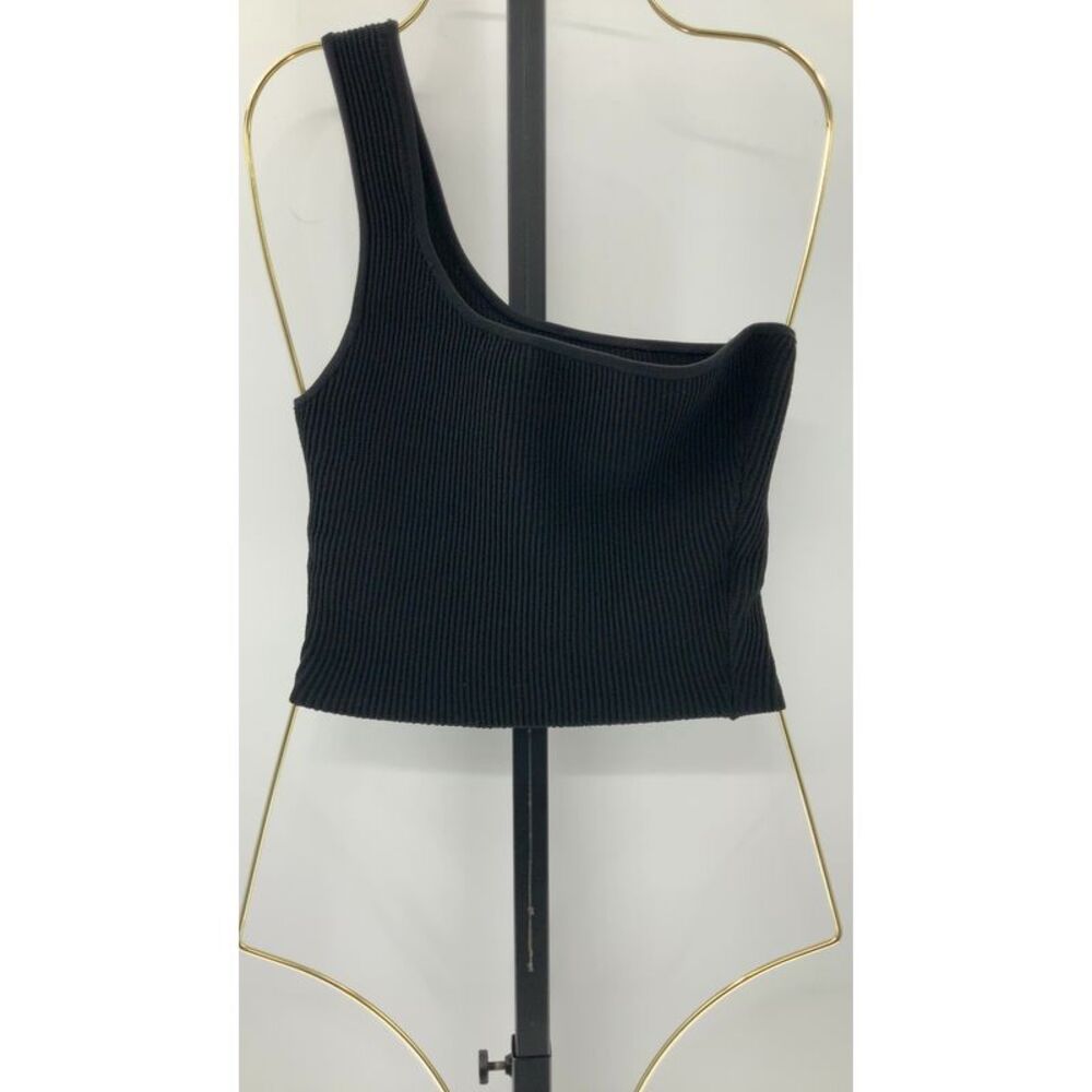 NWT Quince Black One-Shoulder Ribbed Tank shirt - Picture 3 of 3